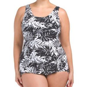 NWT $85.00 SHORE SHAPES Tummy Control One-piece Swim Dress.Sz.12